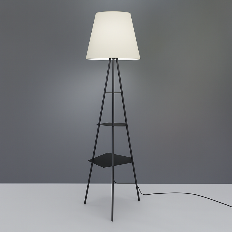 Торшер тринога чорний з трьома полицями Кут H-170 cm E27 Black+White Angle 250744-100005491