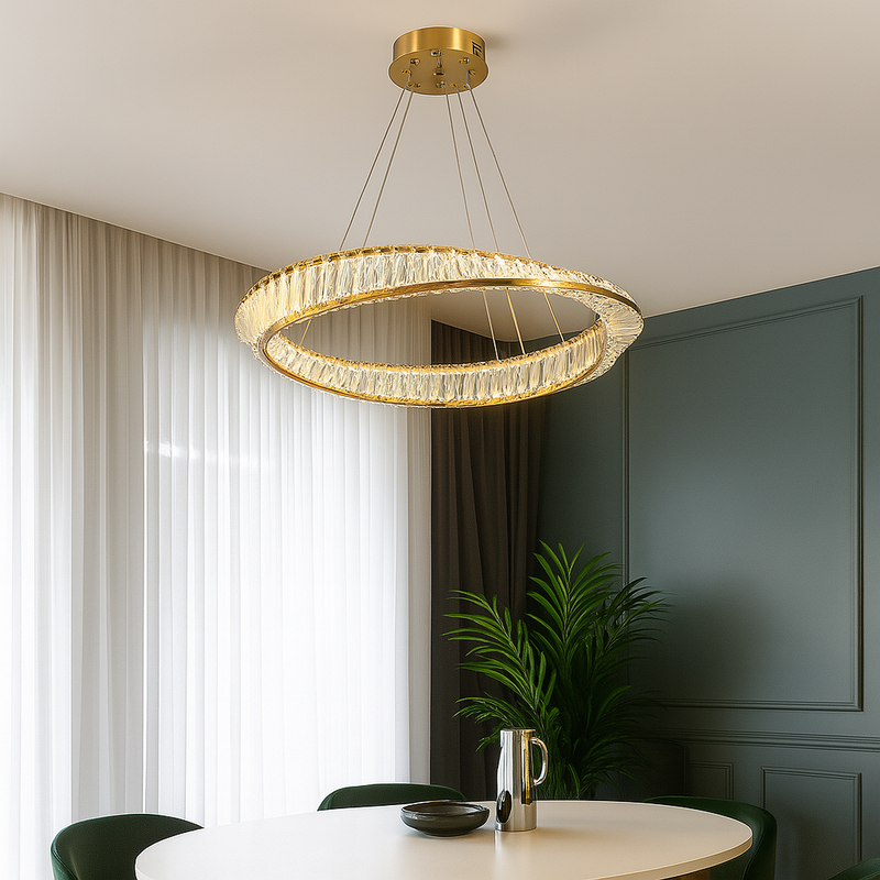 Люстра золота світлодіодна з кришталевим плафоном Кристал D-60 cm / D-80 cm Led Crystal diamond 250735-100005617