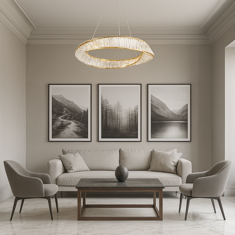 Люстра золота світлодіодна з кришталевим плафоном Кристал D-60 cm / D-80 cm Led Crystal diamond 250735-100005617