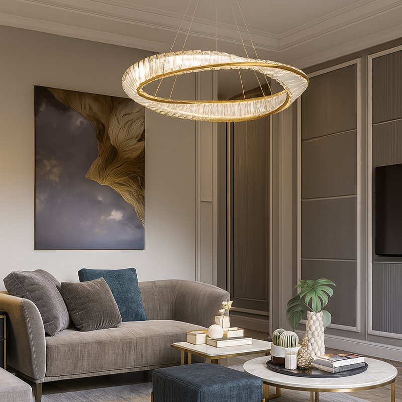 Люстра золота світлодіодна з кришталевим плафоном Кристал D-60 cm / D-80 cm Led Crystal diamond 250735-100005617