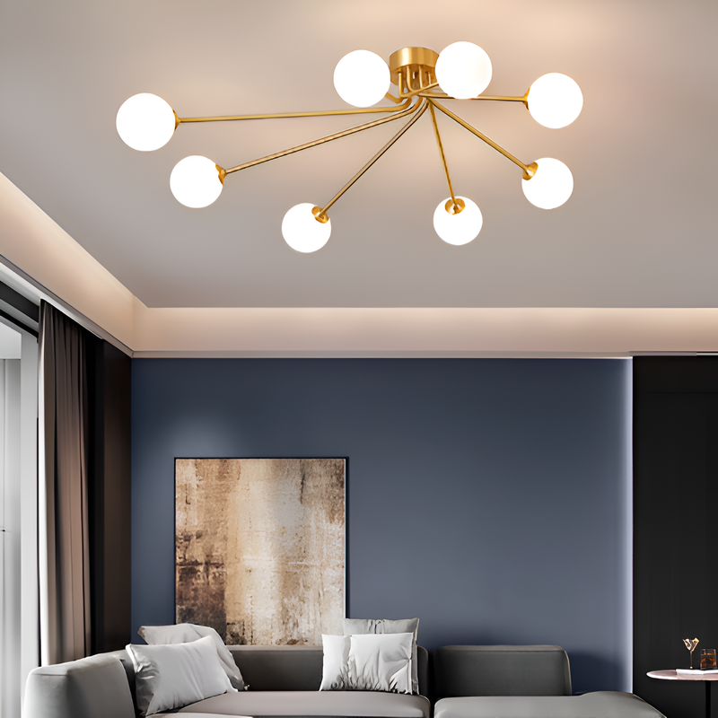 Люстра стельова золота з білими плафонами H-30 cm E27*8 Gold+White Bollo 250731-100005468