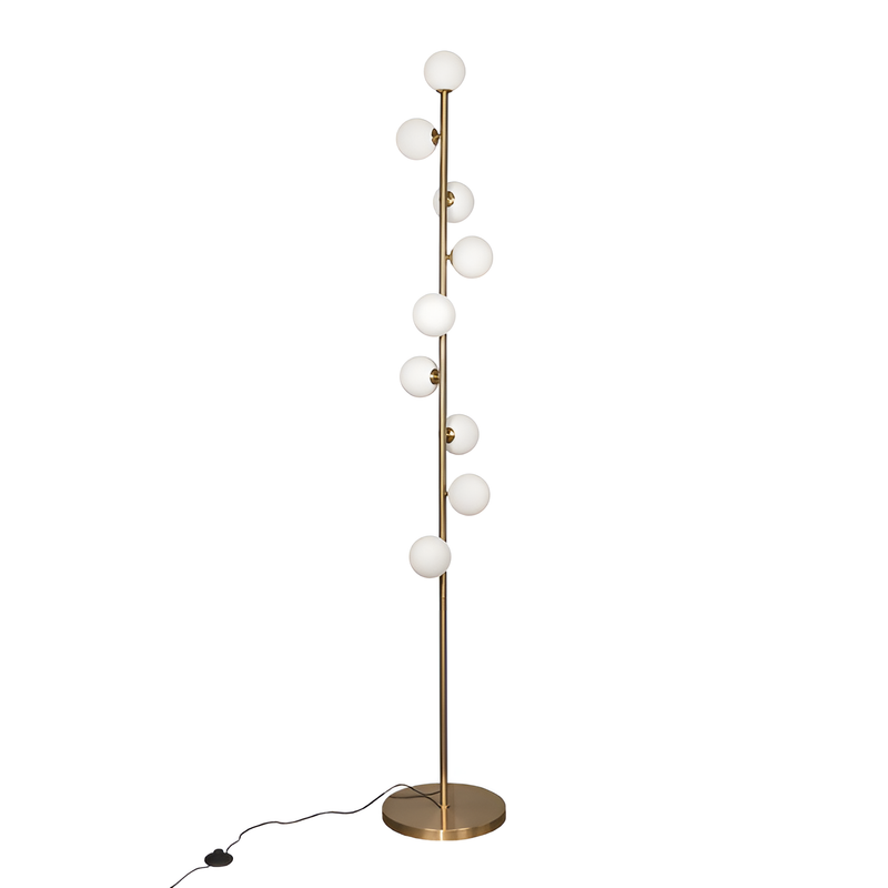 Торшер золотий з білими плафонами H-182 cm G9*9 Gold+White Bollo 250731-100005464