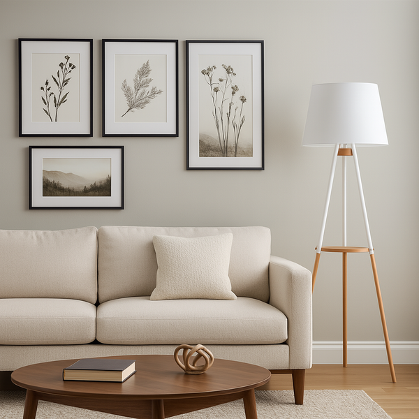 Торшер тринога дерев'яний з полицею Сканді H-148 cm E27 White Scandi Wood 250740-100005490