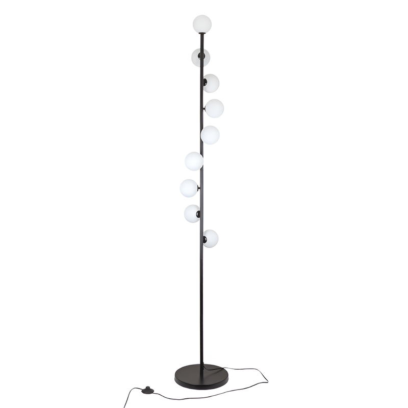 Торшер чорний з білими плафонами H-182 cm G9*9 Black+White Bollo 250731-100005465