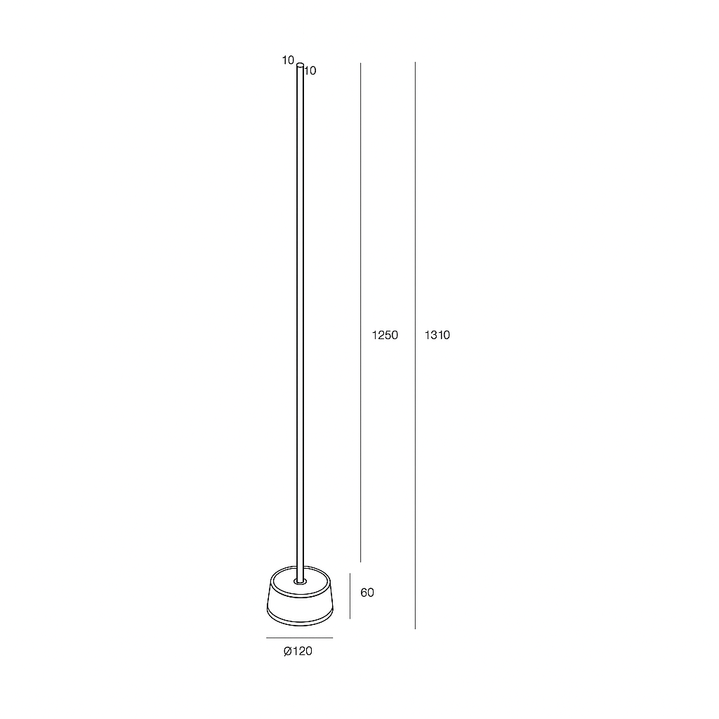 Торшери металеві лінійні чорні H-131 cm Led 12W 3000K / 4000K Black Pipeline 251225-100006940
