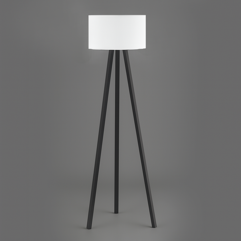 Торшер тринога чорний з білим абажуром Дуо H-136,5 cm E27 Black+White Duo 250740-100005493