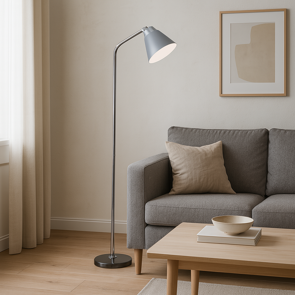 Торшер сірий із поворотним плафоном H-155 cm E27 Grey Nord style 250722-100005405
