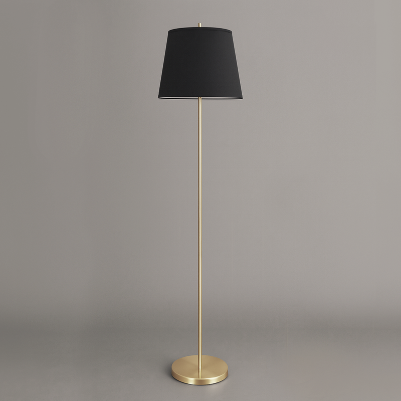 Торшер золотий з чорним абажуром Стенд H-169 cm E27 Gold+Black Stand 250740-100005500