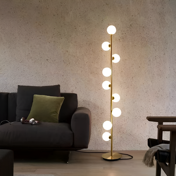 Торшер золотий з білими плафонами H-182 cm G9*9 Gold+White Bollo 250731-100005464