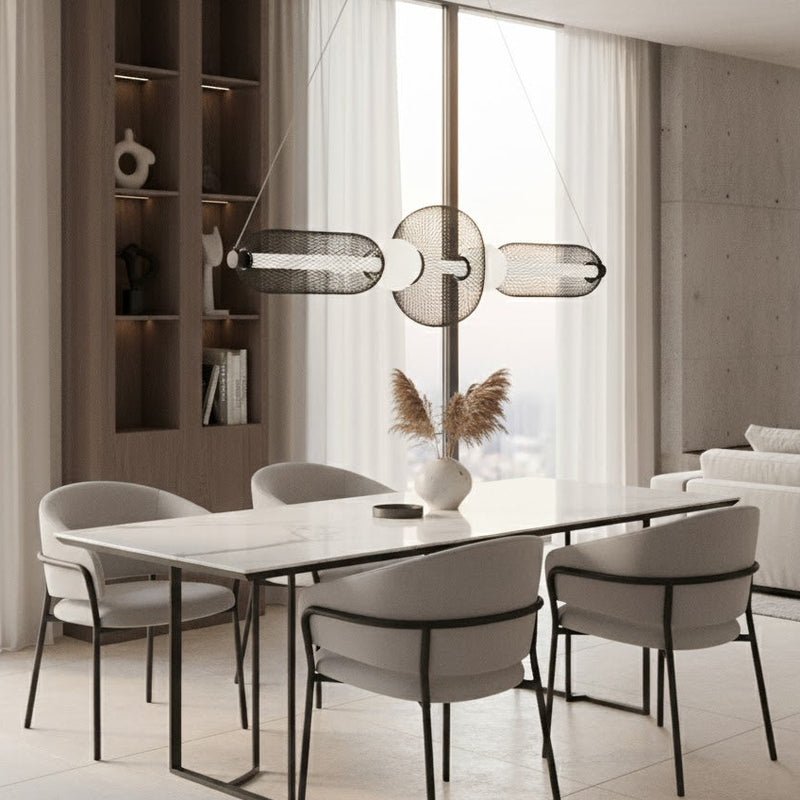 Підвісна люстра L-88 cm Led 23W 3000-6000K Black+White Mesh 251135-100006609