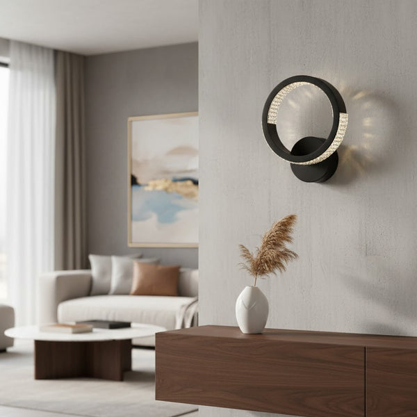 Настінний світильник чорний D-25 cm H-30 cm Led 17W 3000-6000K Black Arka lamp 251174-100006628