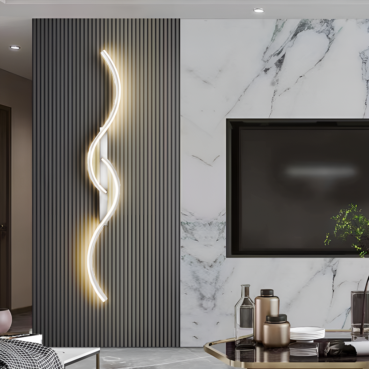 Бра хвилясте Double waves H-60 H-80 H-100 Led 12-24W White 250419-100004360