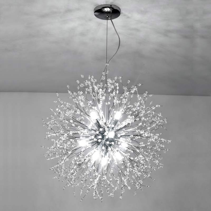 Люстра срібна підвісна з намистинами Кульбаба D-40cm / D-55cm G9 Chrome Dandelion 220818-100000981