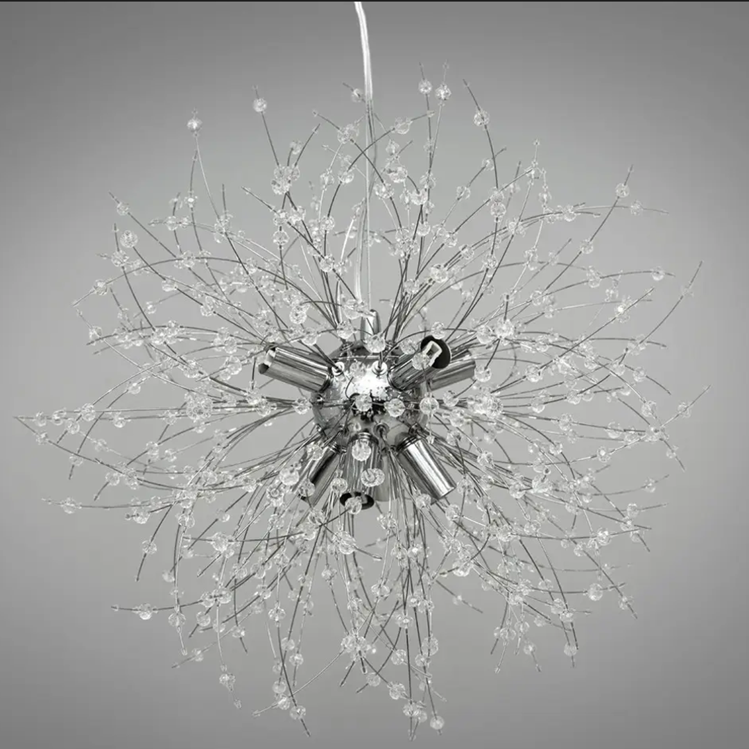 Люстра срібна підвісна з намистинами Кульбаба D-40cm / D-55cm G9 Chrome Dandelion 220818-100000981