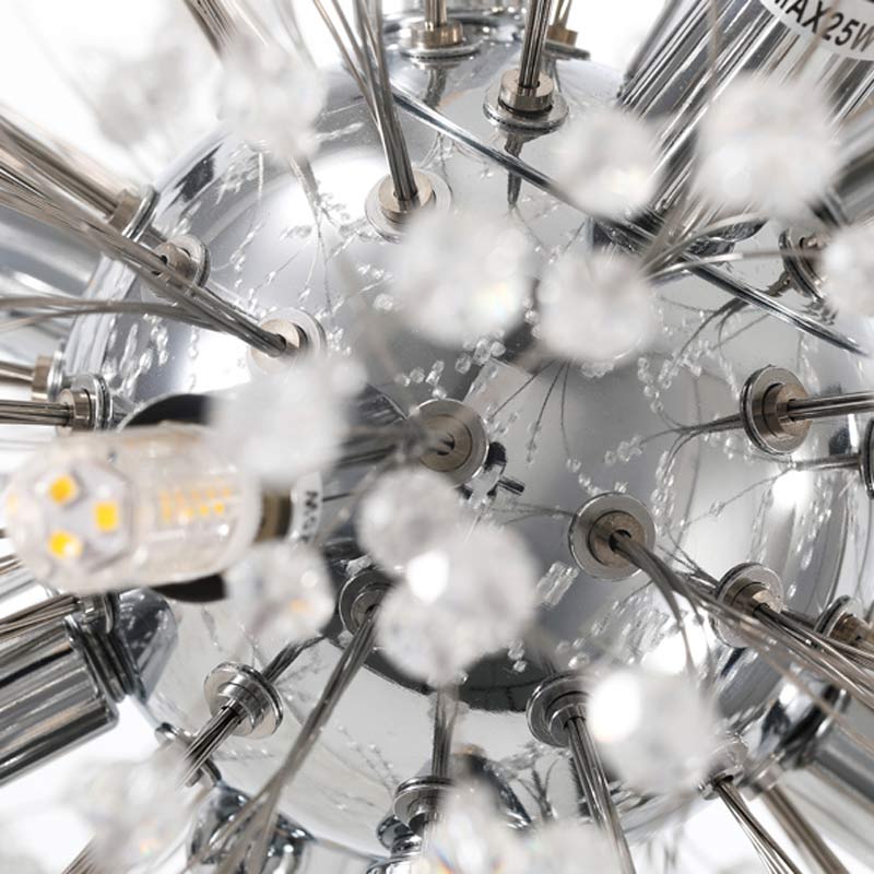 Люстра срібна підвісна з намистинами Кульбаба D-40cm / D-55cm G9 Chrome Dandelion 220818-100000981