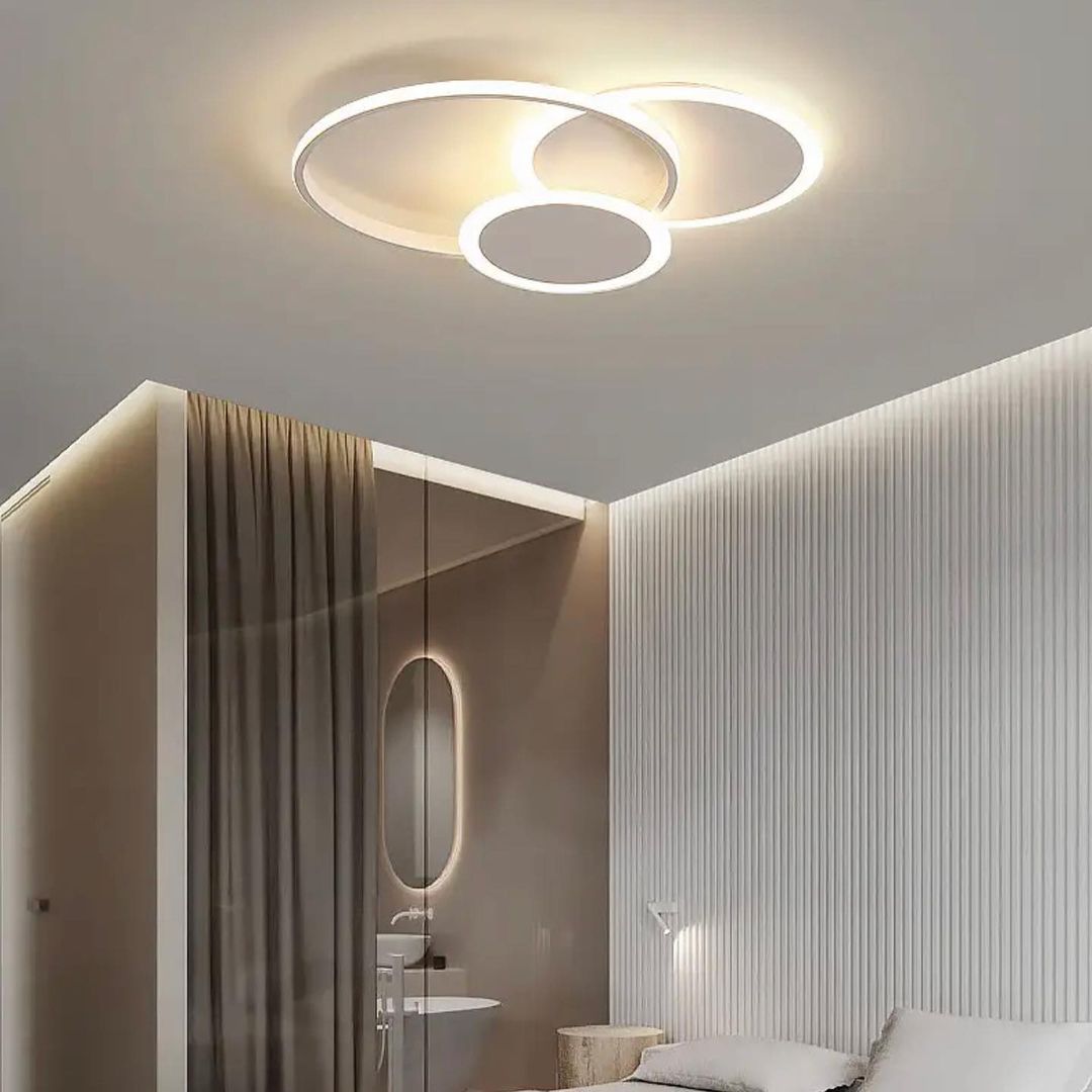 Стельовий світлодіодний світильник з пультом Trio-rings model D-550 Led 80W White 230260-100001418