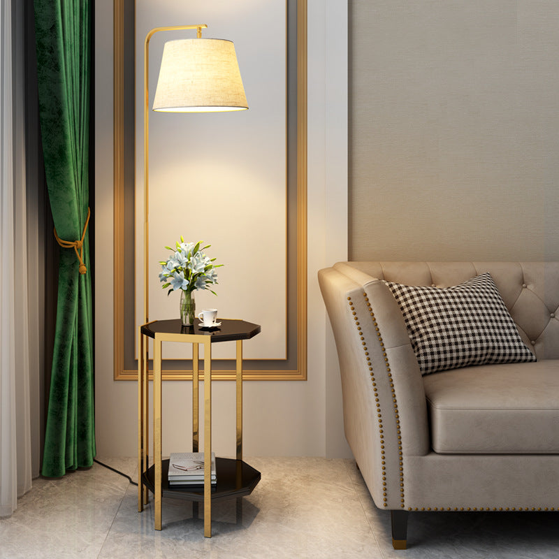 Торшер зі столиком H-162 cm D-30 cm E27 Brass+White Floor Lamp 220722-100000916