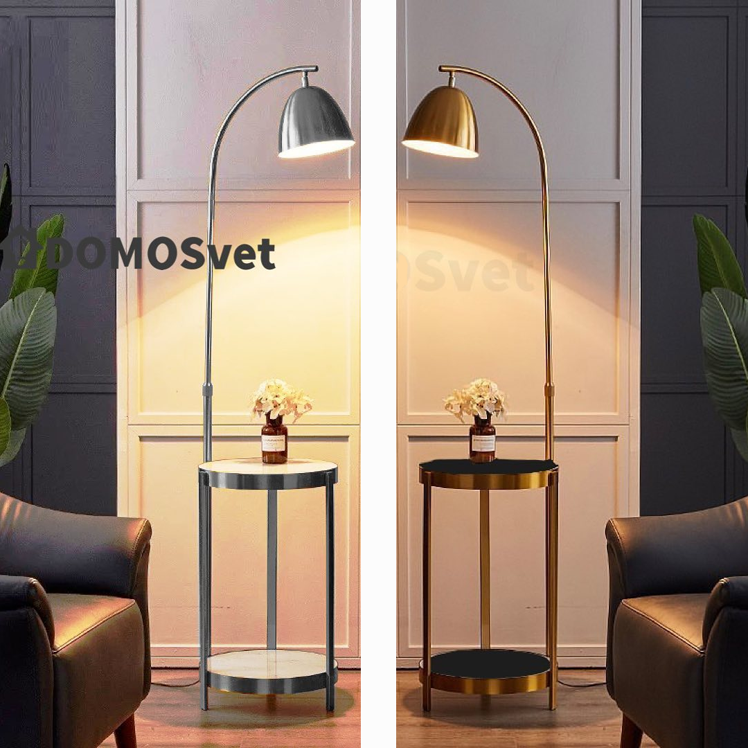 Торшер зі столиком хромовий з білим D-35 cm E14 Chrome Wall Lamp 210822-100000315
