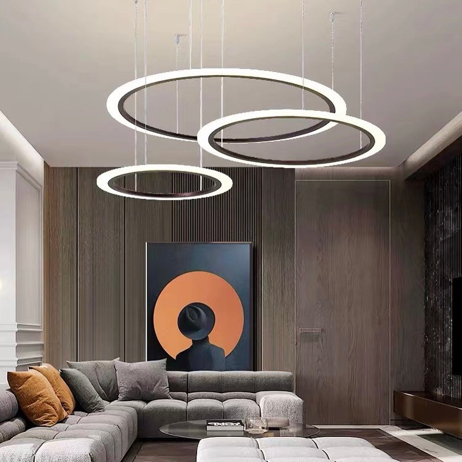 Люстра підвісна золоті / чорні кільця Led 100W 3000К Black / Gold Longi Circle 230320-100001467
