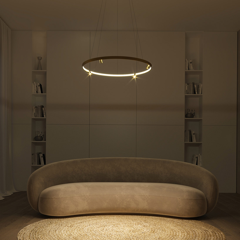 Люстра D-74 cm Led 74W 4000K Gold / Black Superloop Lamp 210826-100000301