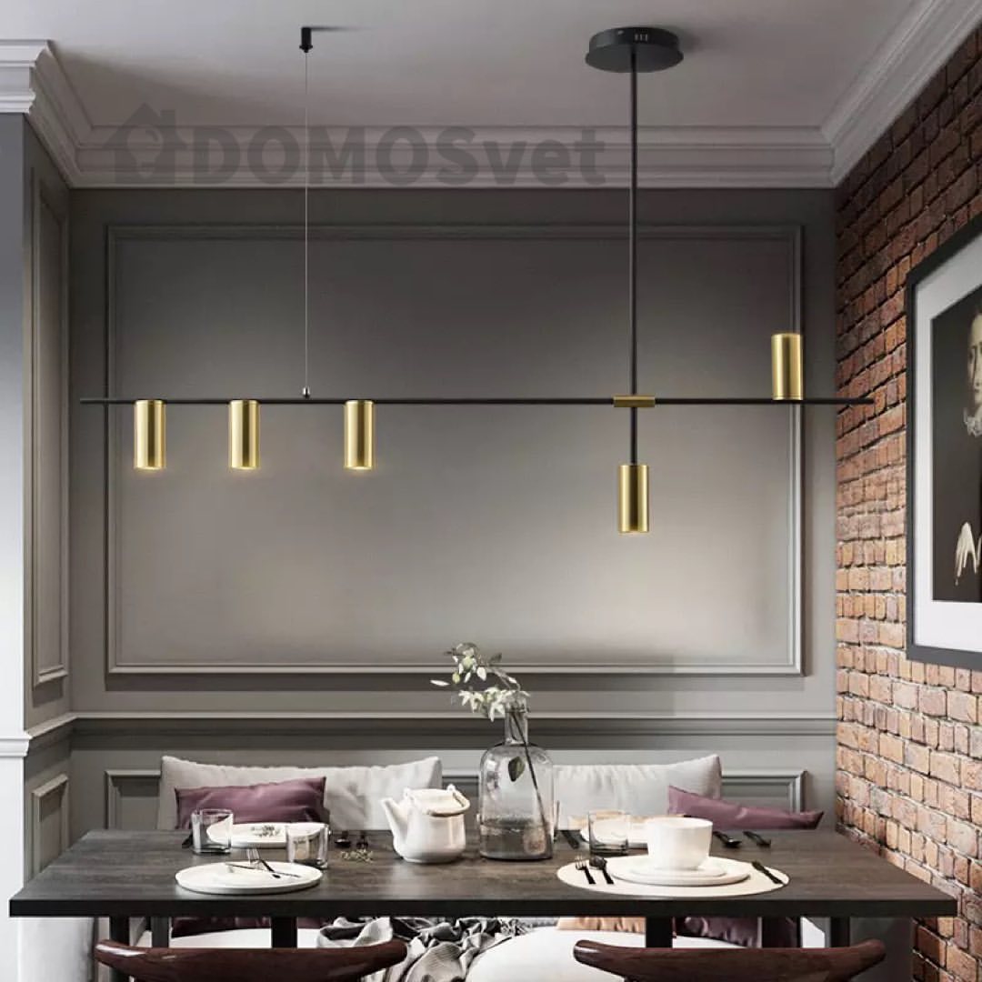 Люстра Scandinavian Modern 5P Tube H550 L1230 Gold & Black 210718-100000020