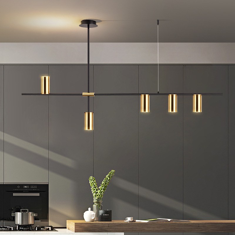 Люстра Scandinavian Modern 5P Tube H550 L1230 Gold & Black 210718-100000020