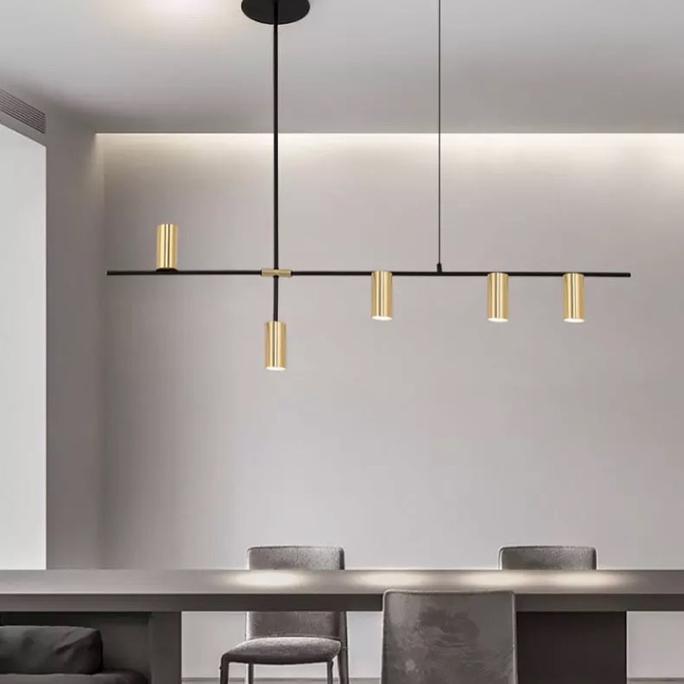 Люстра Scandinavian Modern 5P Tube H550 L1230 Gold & Black 210718-100000020