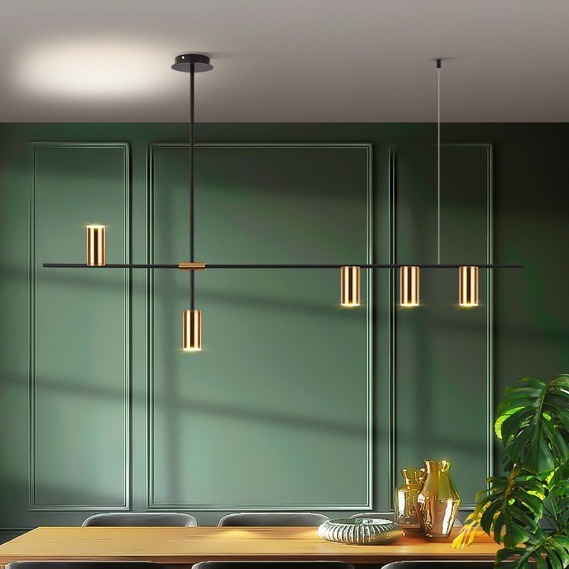 Люстра Scandinavian Modern 5P Tube H550 L1230 Gold & Black 210718-100000020