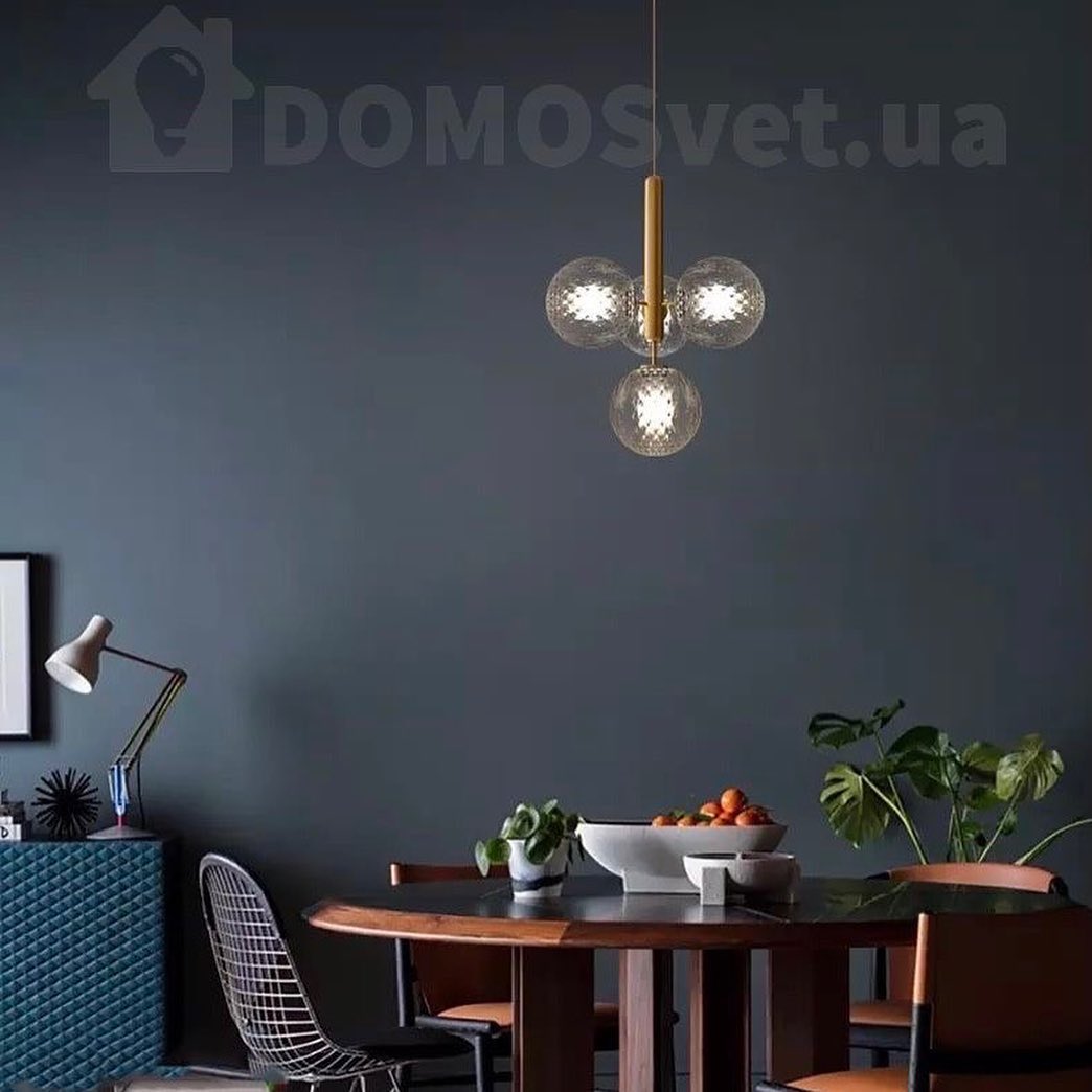 Люстра LORA Four Berries D-38 см H-36 см 4*E27 Gold + Transparent 210718-100000071