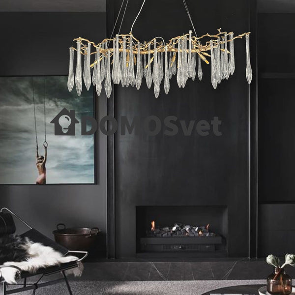 Люстра видовжена бронзова «Гілка з криштальними краплями» L-120 cm H-50 cm G9 Kiwi Light Natural Bronze 210824-100000276