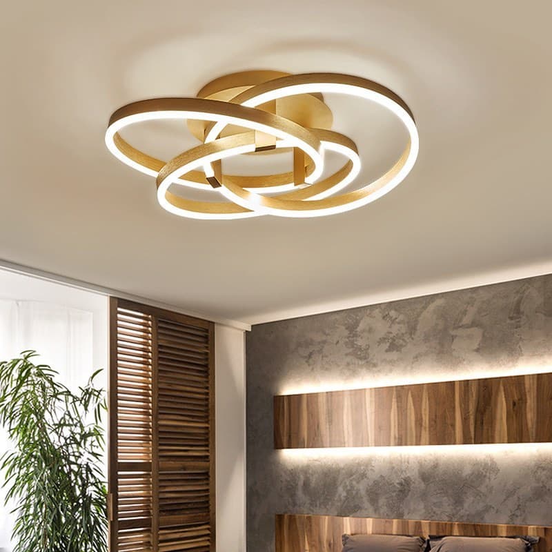 Люстра світлодіодна з пультом 3 розміри Trio ceiling Потрійні Золоті Кільця 211119-100000476