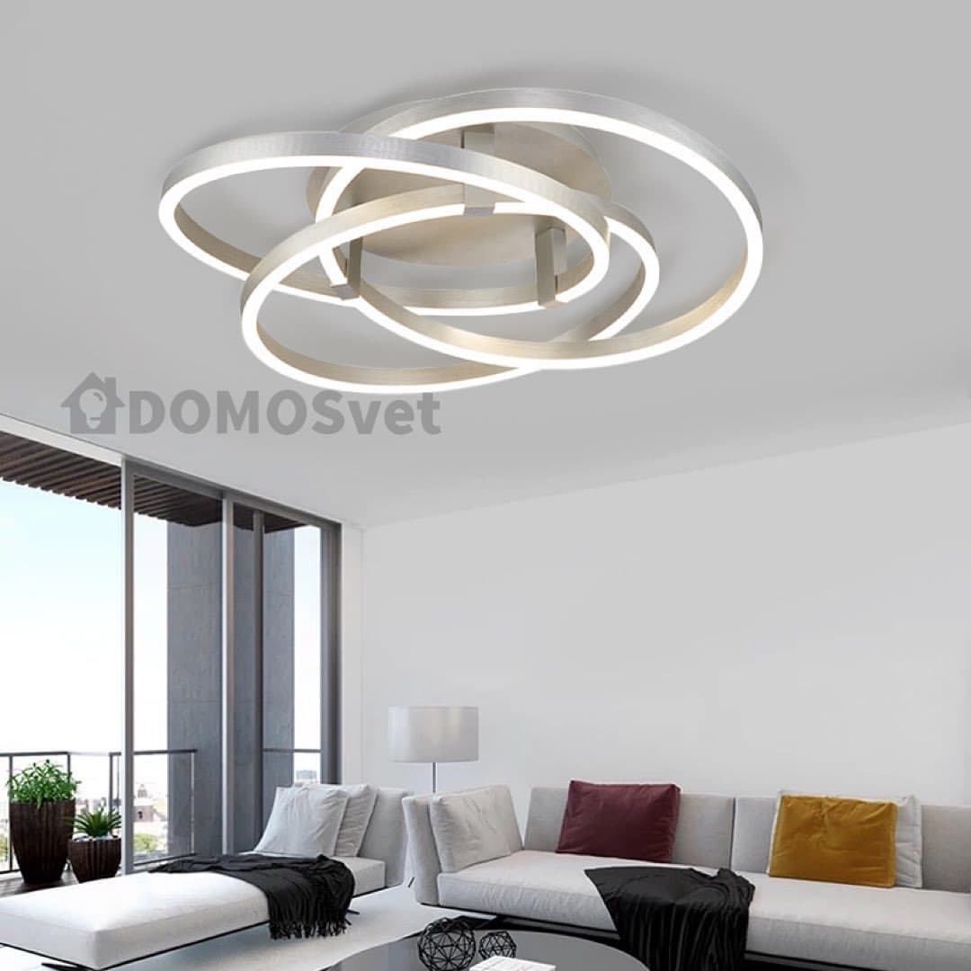 Люстра світлодіодна з пультом 3 розміри Trio ceiling Потрійні Срібні Кільця 211119-100000499