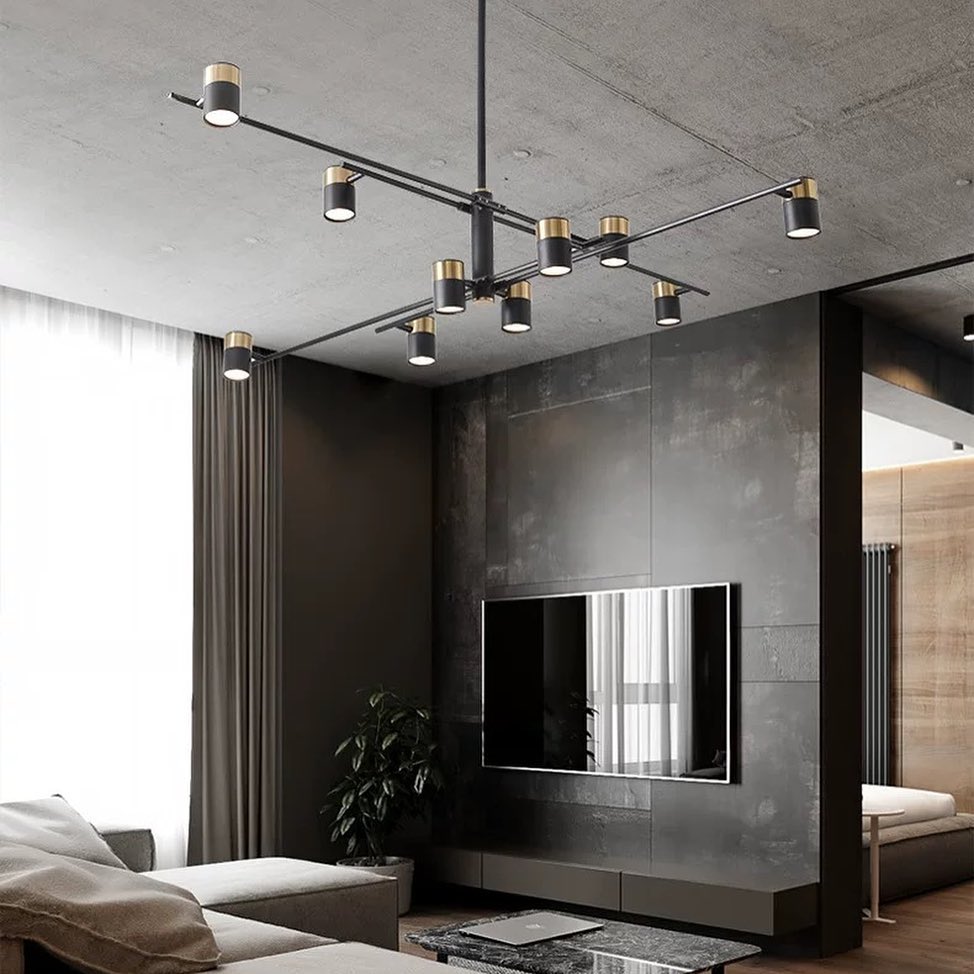 Люстра Супутник Spoon 10 D-130 см Black + Gold 220419-100000740
