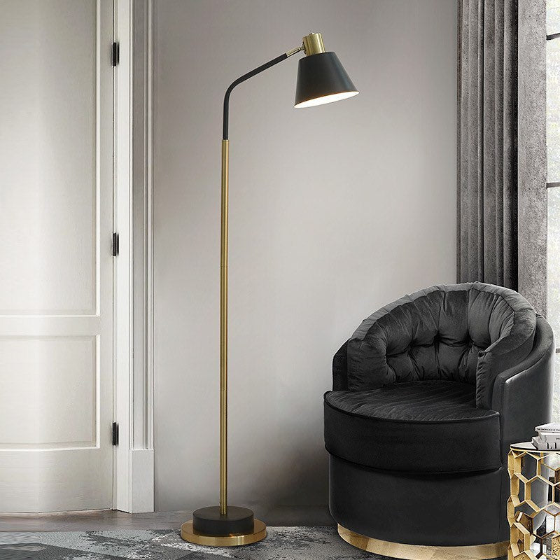 Підлоговий торшер чорний з золотими елементами H-155 cm Black Neng 220922-100001068