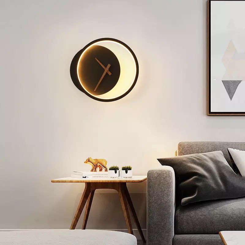 Асиметричне Бра Годинник W-27 cm Led 15W 4000K Black+Gold Коло Clock 221235-100001252