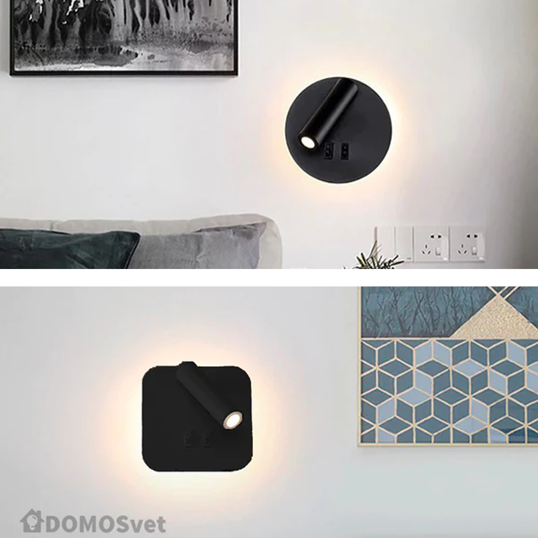 Бра з вимикачем на корпусі Поворотні Споти Black Circle / Black Square 221027-100001076